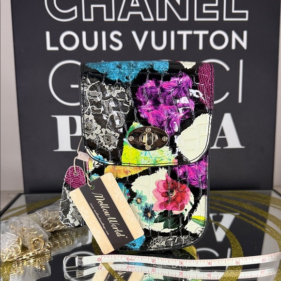 Dellow World Multicolor Floral Croc-Embossed Crossbody Bag - Picture 3 of 7